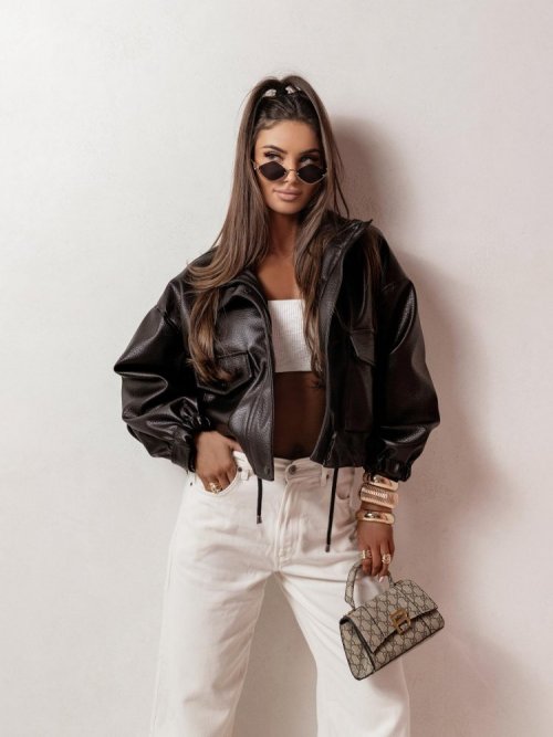 Kurtka ze skóry ekologicznej MARLA brązowa