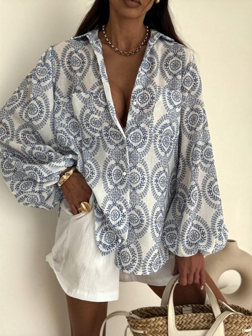 Koszula MEMPHIS boho biała