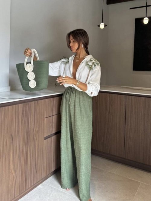 Spodnie drapowane MISSISIPI zielone