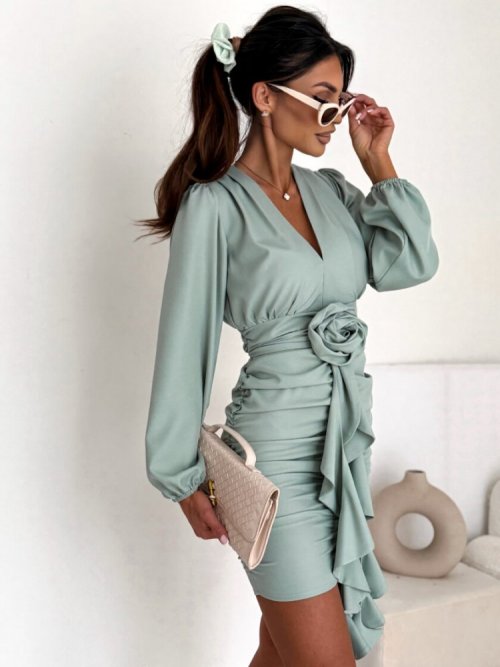 Sukienka FLOWERS pistacjowa