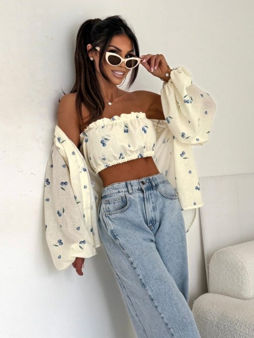 Top opaska MOKO cherries kremowy