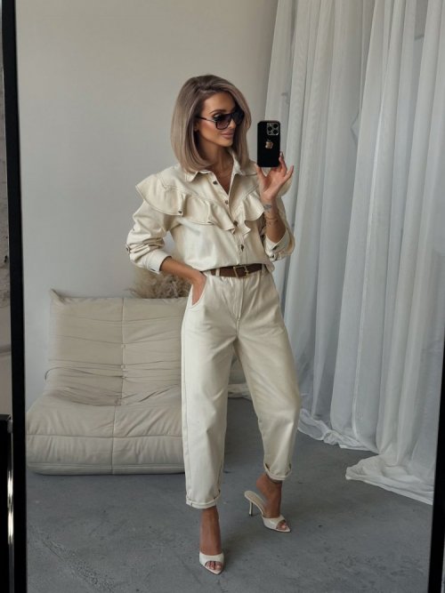 Spodnie jeansowe CHILLIN beżowe