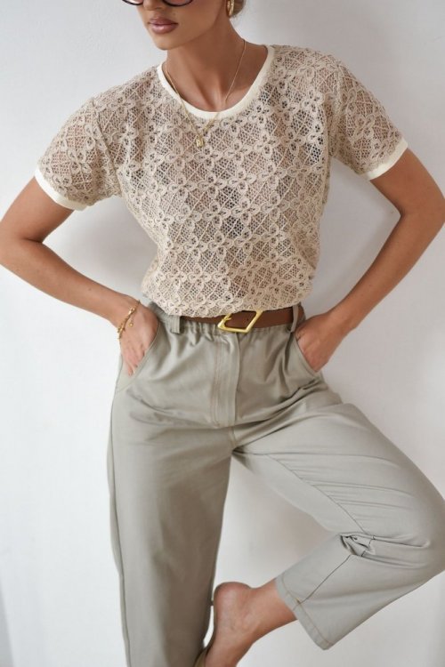 T-shirt LACE beżowy