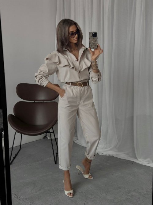 Spodnie jeansowe CHILLIN beżowe