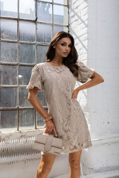 Sukienka TRAPEZ beżowa