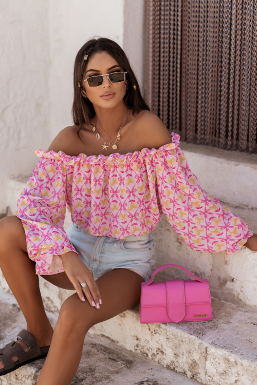 Bluzka lniana MIA pink limones