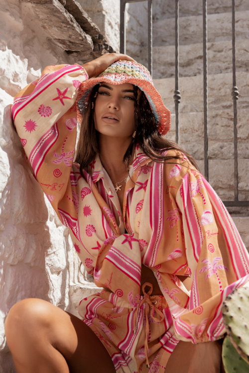 Komplet lniany MOLLY orange seaside