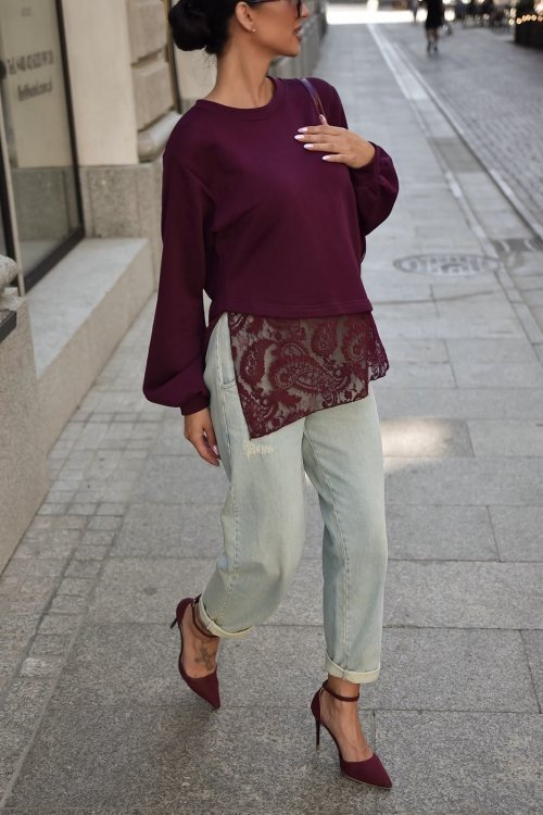 Bluza z koronką ADELA fioletowa