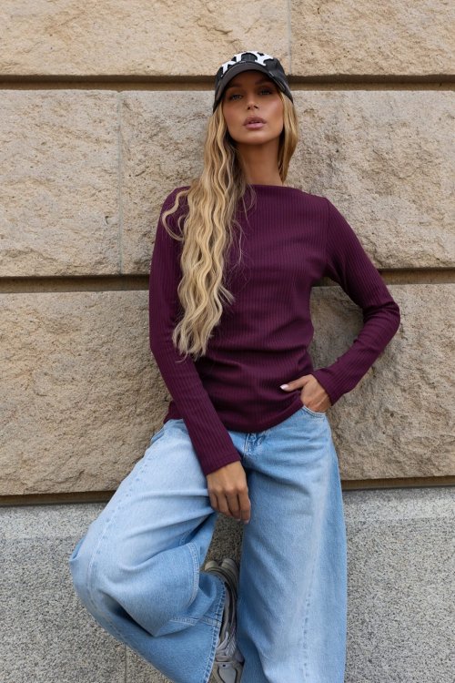Bluzka longsleeve BEA bordowa