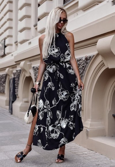 Sukienka WILDEST czarna w kwiatowy print