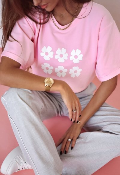 T-shirt FLORAL różowy