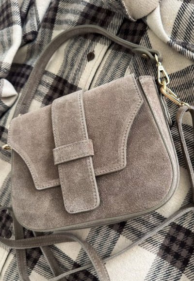 Skórzana torebka zamszowa DAILY taupe