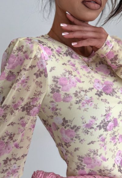 Bluzka z siateczki MIA fioletowe kwiatuszki