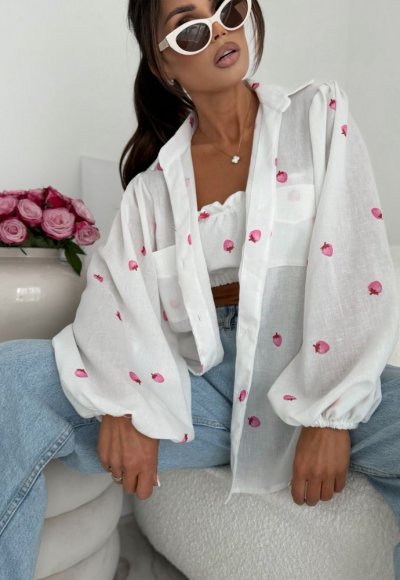 Top opaska MOKO strawberries biały 2