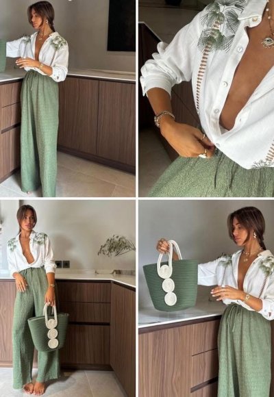 Koszula z domieszką lnu LAURA biała z haftem 2