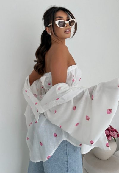 Top opaska MOKO strawberries biały 1