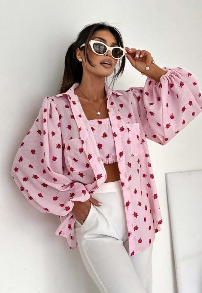 Koszula MEMPHIS roses różowa 4