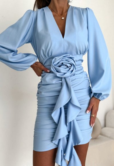 Sukienka FLOWERS błękitna 2