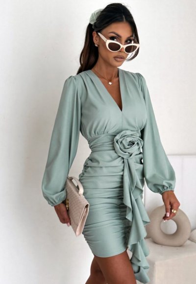 Sukienka FLOWERS pistacjowa 6