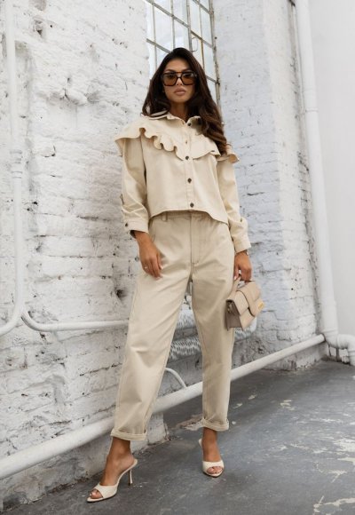 Spodnie jeansowe CHILLIN beżowe 3