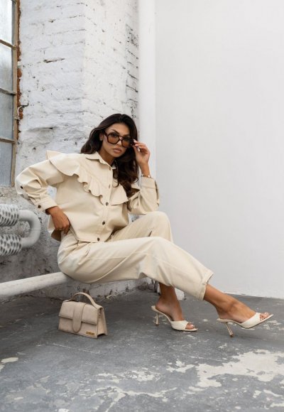 Spodnie jeansowe CHILLIN beżowe 4