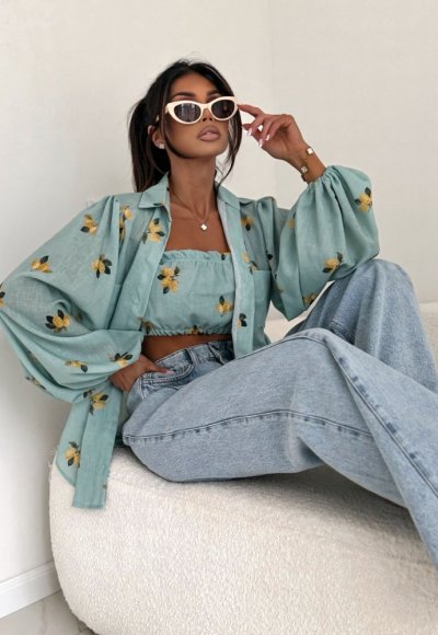 Koszula MEMPHIS lemons turkus 1