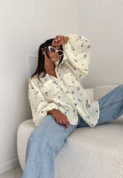 Koszula MEMPHIS cherries kremowa 3