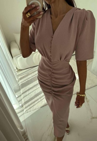 Sukienka PANAMA brudny róż 3