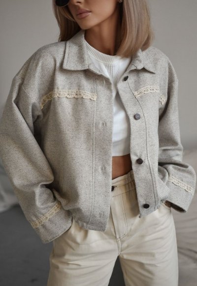 Kurtka MARLA z tkaniny w jodełkę 3