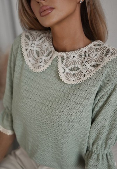 Kołnierzyk z beżowej koronki