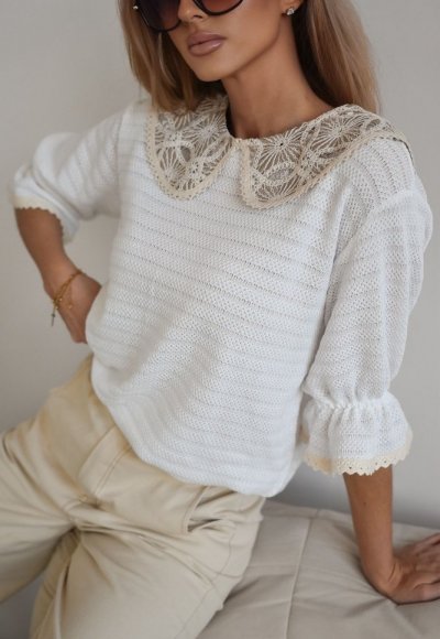 Kołnierzyk z beżowej koronki 4