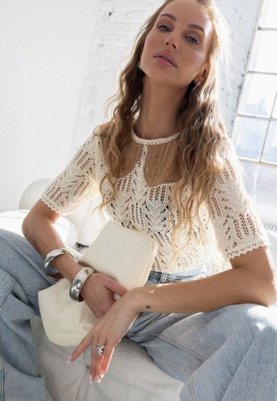 Kołnierzyk z karmelowej koronki 3