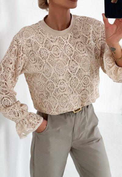 Bluzka ROSE z beżowej koronki 1