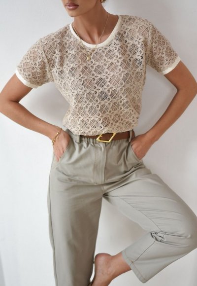 T-shirt LACE beżowy