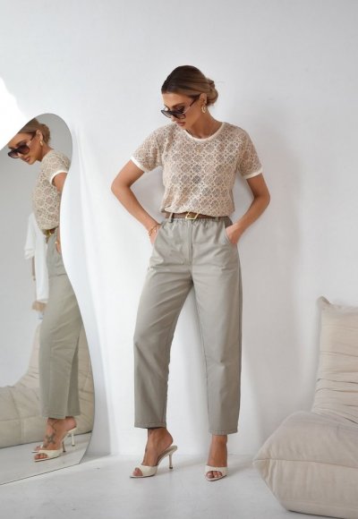 T-shirt LACE beżowy 1