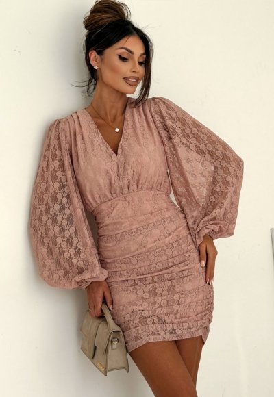 Sukienka koronkowa MEGGI różowa 1