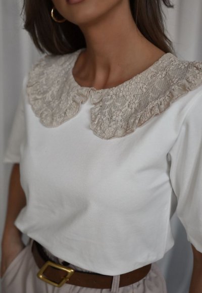 T-shirt z kołnierzykiem PRETA biały 1