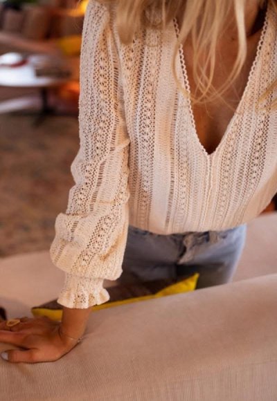 Bluzka LUNA śmietankowa koronka 4