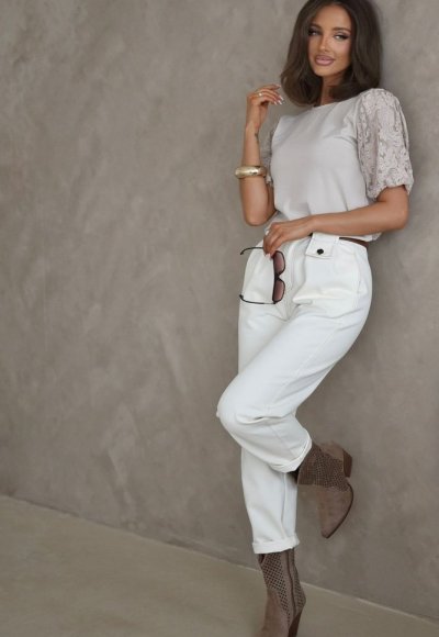 Bluzka z koronką SOPHIE beżowa 1