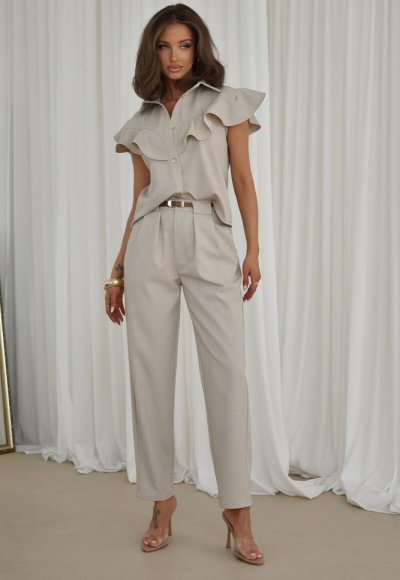 Komplet z domieszką lnu TROPEA beż 4