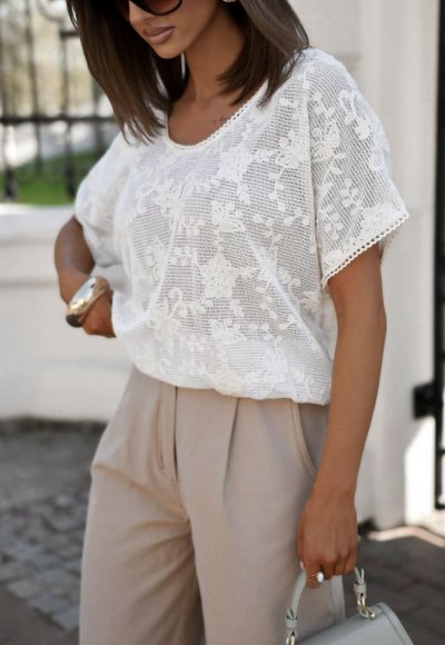 Bluzka ażurowana DEREN biała
