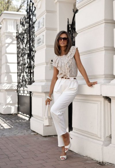 Bluzka z koronki LACE beżowa 2