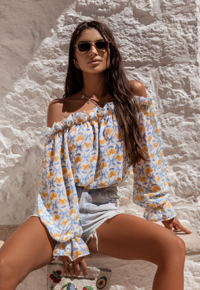 Bluzka lniana MIA blue limones 2