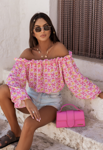 Bluzka lniana MIA pink limones