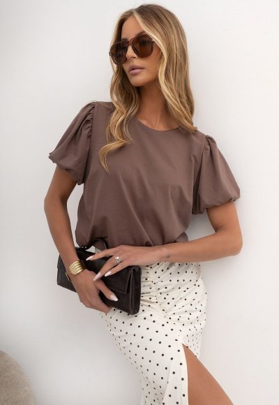 T-shirt z bufką DOTS beżowy
