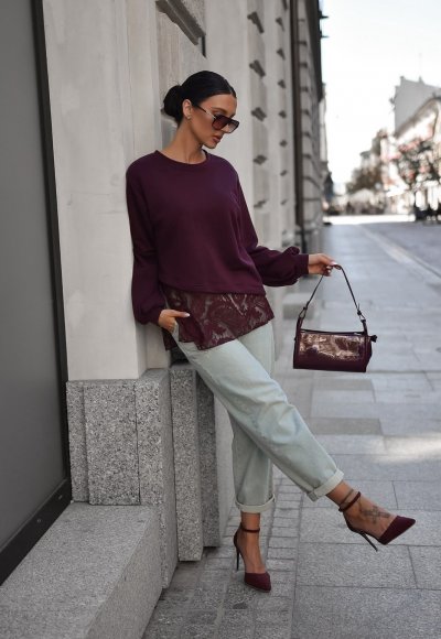 Bluza z koronką ADELA fioletowa 2