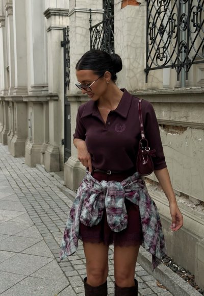 Bluzka bawełniana POLO fioletowa 2