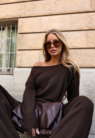 Komplet z dzianiny NATALIA czekoladowy 3