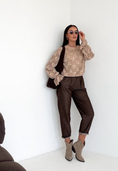 Sweter ROSE z beżowej koronki 2
