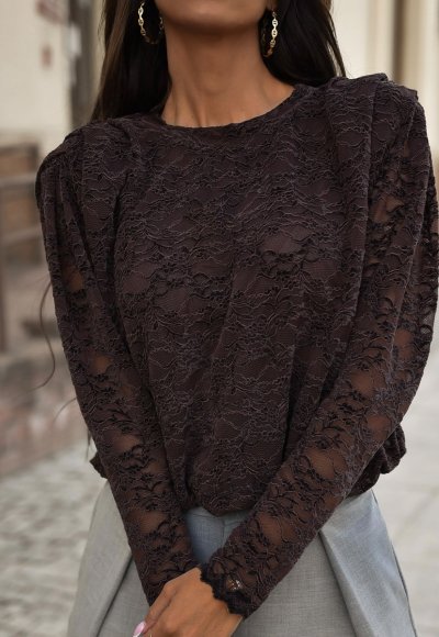Bluzka LACE brązowa